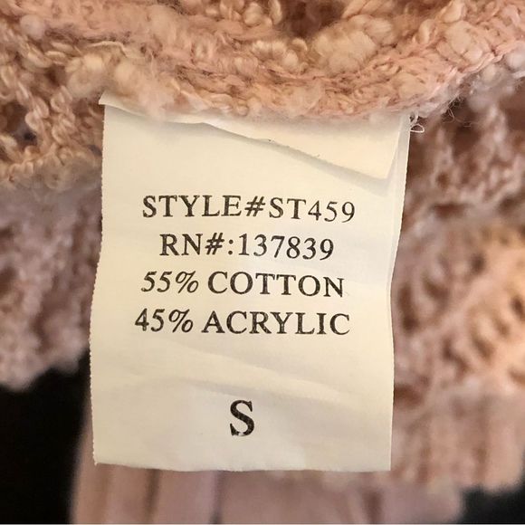 DREAMER Pink Open Knit Lace Up Sleeves With Bows Sz Small - Picture 8 of 12